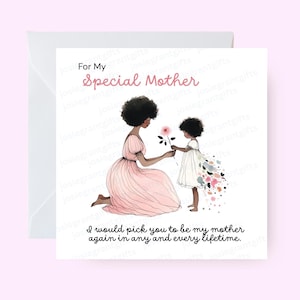 For a Special Mother Card, Ethnic Mother Card, Heartfelt Mother's Day, Birthday Greeting for Mum, Loving Mom Card, Heartfelt Card for Mum