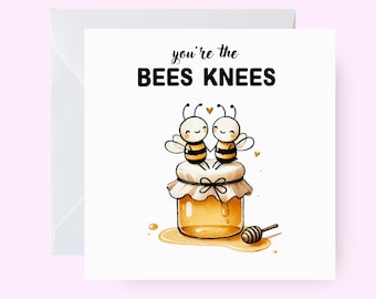 Tarjeta "Eres la Abeja", tarjeta con temática de abejas para ella, linda tarjeta de agradecimiento, tarjeta para esposa, esposo, novia, novio, tarjeta romántica