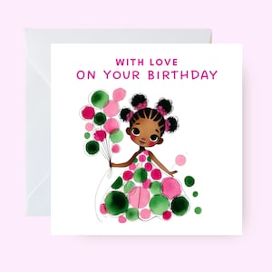 Com amor no seu cartão de aniversário, cartão para meninas negras, étnico, cartão de aniversário personalizado, cartão de aniversário para filha, sobrinha, neta, melanina