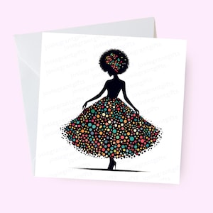 Black Woman Birthday Card, Black Women, Black Greeting Cards, Afro, Ethnic, Diverse, African American Black Woman with Afro, Card for her
