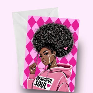 Carte de voeux d'anniversaire belle âme femme noire, carte d'anniversaire afro-américaine mélanine, carte afro reine noire, diversité, cadeaux afro
