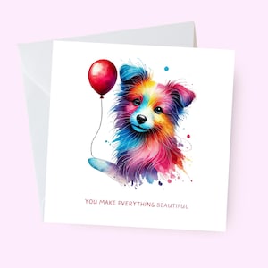Esthetische hond gedrukte verjaardagswenskaart, hondenliefhebberkaart, Thinking of You-kaart, echtgenoot echtgenote verjaardagskaart, bedankkaart