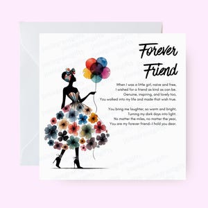 Forever Friend Card, verjaardagskaart voor zwarte vrouwen, Afro Woman Card, vriendschapskaart, dankbaarheidskaart, beste vriend, bestie Card, melanine