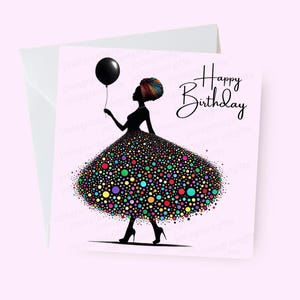 Black woman Birthday Card, Black woman, Black Greeting Cards, Classy, Ethnic, Diverse, African American Black woman with afro, African woman