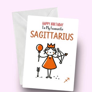 Gelukkige verjaardag Boogschutterkaart, favoriete Boogschutter, dierenriem verjaardagsgroet, Boogschutter meisje, kaart voor haar, astrologiekaart, Boogschutter