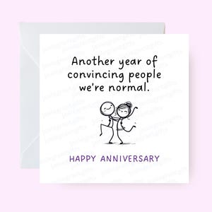 Carte d'anniversaire drôle, une autre année de conviction des gens que nous sommes normaux, humour, carte d'anniversaire amusante pour lui, carte relation humoristique