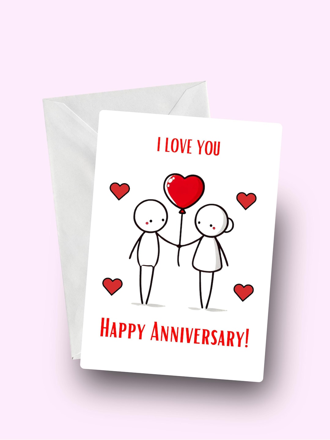 Happy Anniversary Card, Cute Love Card, Heartfelt Card for Her Him, I ...