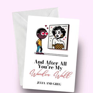 Benutzerdefinierte lustige schwarze Valentinstagskarte, schwarze Liebesvalentinskarte, du bist meine Wunderwand, afrozentrische Liebeskarte für Sie, personalisiert