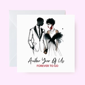Carte d'anniversaire d'amour, Une autre année parmi nous, Pour toujours, carte d'anniversaire de couple noir, carte romantique, amour noir, carte ethnique pour couple