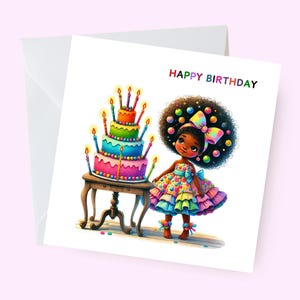 Niedliche Geburtstagskarte für schwarze Mädchen, Melanin Geburtstagskarte für sie, Black Girl Rock Geburtstagskarte, stilvolle Geburtstagskarte, Afrocentric Kunst für Sie