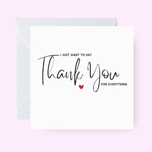 Tarjeta de agradecimiento por todo, tarjeta de felicitación de agradecimiento, tarjeta de agradecimiento para pareja, amigo, padre, hermano, tarjeta de gratitud, tarjeta de agradecimiento