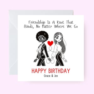 Aangepaste verjaardagskaart vriendschap, verjaardagskaart bestie, zwarte wenskaarten, afro, etnisch, divers, zwarte vrouwen, kaart voor haar, vriendenkaart