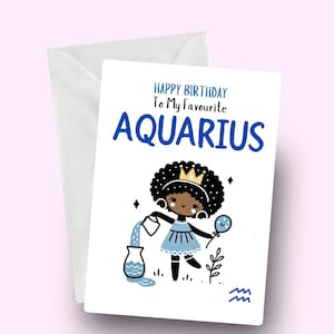 Carte de joyeux anniversaire Verseau, Verseau noir, zodiaque, fille noire Verseau, femme noire Verseau, astrologie, Verseau, naissance janvier février