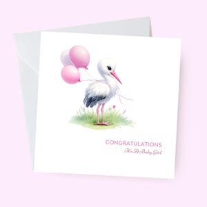 Cicogna biglietto di auguri per neonato - Biglietto di benvenuto al mondo - Congratulazioni - Neonata - Regalo per bambina - Biglietto di benvenuto per neonato - Per neonato