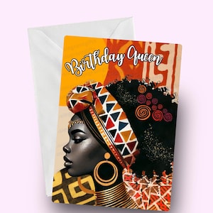 Biglietto di compleanno per la regina, biglietto per donna africana per lei, biglietto di compleanno regale, biglietto di compleanno etnico, biglietto di compleanno motivante, biglietto di compleanno per la regina nera, melanina