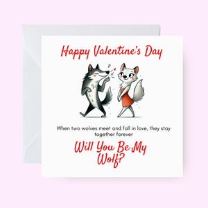 Carte de Saint-Valentin sur le thème du loup, carte de Saint-Valentin originale, carte de Saint-Valentin sur le thème des animaux pour elle lui, amour éternel, joyeuse Saint-Valentin