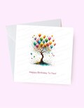 Pretty Tree and Balloon Birthday Card | Birthday Card for Her | Tree Card | Birthday Card for friend colleague or family | Square Card