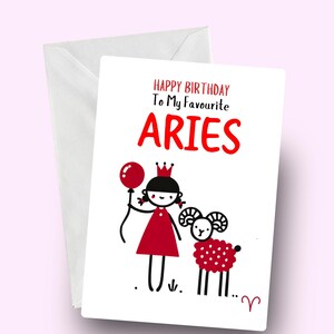 Carte de joyeux anniversaire Bélier, Bélier préféré, voeux d'anniversaire du zodiaque, fille Bélier, carte du zodiaque pour elle, carte d'astrologie, cadeau Bélier, astrologie