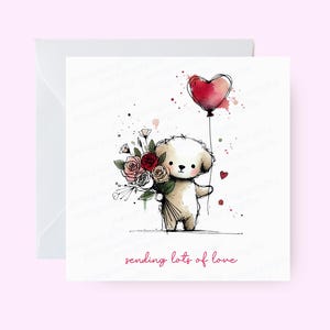 Senden viel Liebe Karte, Liebeskarte niedlichen Hund, Denken an Sie Karte, gut wünschen Karte, herzliche Grußkarte, fröhliche Liebesbotschaft
