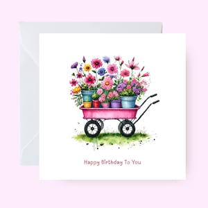 Tarjeta de cumpleaños floral, tarjeta de cumpleaños con temática de flores para ella, tarjeta de flores para madre, amiga, hermana, tarjeta de cumpleaños elegante, cumpleaños con estilo