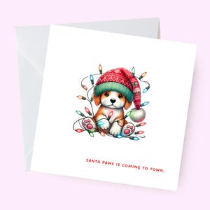 Carte de Noël pattes du père Noël, carte de Noël chien mignon, carte de Noël sur le thème chien, carte de fête pour les amoureux des chiens, carte de joyeux Noël, carte de Noël adorable