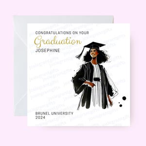 Carte de remise de diplôme personnalisée pour femme noire, carte de remise de diplôme ethnique pour elle, carte de remise de diplôme personnalisée, carte de voeux noire, diplômé élégant