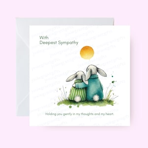 Avec carte de sympathie, carte d'amour sur le thème du lapin, voeux de réconfort doux, carte de condoléances, carte de pensée pour vous