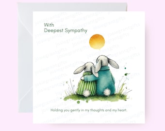 Met kaart voor diep respect, kaart konijn met liefdesthema, zachte troostgroet, condoleancekaart, kaart Thinking of you