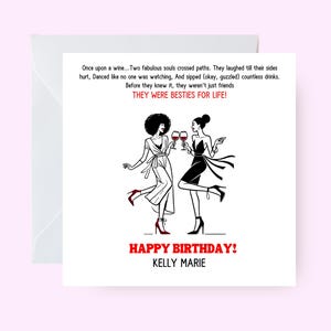 Personalised black bestie birthday card, Card for her, Friendship ethnic card, card for black friends, girlfriends card, custom black card