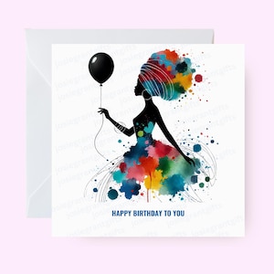 Cartão de feliz aniversário, cartão de aniversário para mulher negra, cartão de aniversário para mulher negra africana, cartão de celebração cultural e étnica, cartão de aniversário