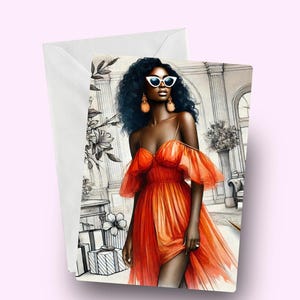 Birthday Card for Black Woman, Afrocentric Celebration Card, African American, Melanin Birthday Card, Classy Black Woman, Black Girl Magic
