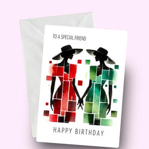 Carte d'anniversaire pour une amie, carte d'anniversaire tendance pour elle, carte artistique pour elle, carte de voeux tendance, carte d'anniversaire élégante pour elle