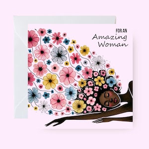 Cartão para uma mulher incrível, cartão de felicitações preto para ela, cartão de mulher negra para amiga, irmã, mãe e filha, cartão de felicitações empoderador para ela