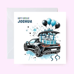 Cartão de aniversário personalizado para menino, Cartão de aniversário de menino, Cartão de aniversário de carro personalizado para crianças, Cartão de feliz aniversário, Carro de aniversário temático, Corrida