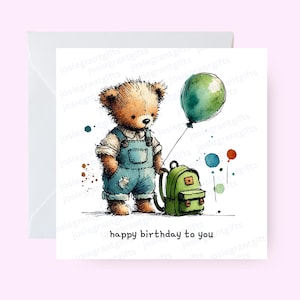 Tarjeta de feliz cumpleaños para ti, tarjeta con temática de osito de peluche para ella o él, linda tarjeta de cumpleaños para un amigo, un niño o un padre, linda tarjeta de celebración, tarjeta de oso