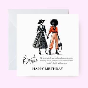 Bestie Geburtstagskarte, schwarze beste Freunde Grußkarte, Bestie Grußkarte, Afrocentric Geburtstagskarte für Sie, schwarze Freundschaft, schwarze Mädchenmagie