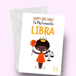 Alles Gute zum Geburtstag Waage Karte, schwarze Waage Karte, Sternzeichen Geburtstagsgruß, Waage schwarzes Mädchen, Waage schwarze Frau, Melanin Sternzeichen, Astrologie, Waage Geschenk