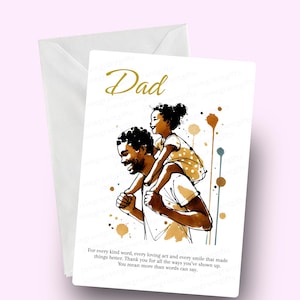 Für eine wunderbare Dad-Karte, Vatertagskarte, Karte für Dad, Geburtstagskarte für schwarzen Vater, ethnische, schwarze Dad- und Tochterkarte, Daddykarte
