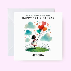 Carte d'anniversaire personnalisée fille noire, carte spéciale fille, carte d'anniversaire personnalisée pour fille, fille ethnique, carte sincère pour elle