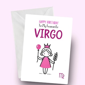 Alles Gute zum Geburtstag Jungfrau Karte, Lieblings-Geburtstagskarte, Sternzeichen Geburtstagsgruß, Jungfrau Mädchen, Sternzeichen Jungfrau Karte, Karte für Sie, Astrologie Karte, Jungfrau Geschenk