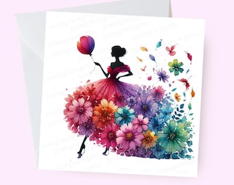 Biglietto Di Compleanno Per Figlia In Stile Art Déco - Illustrazione Signora Flapper - 23x15 Cm - Qualità Premium - 3