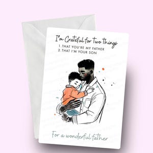 Carte de remerciement pour papa, carte pour père noir, pour un papa merveilleux, ethnique, mélanine, carte de voeux sincère pour la fête des pères, papa afro