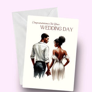Tarjeta de boda, Tarjeta de felicitación, Pareja negra, Tarjetas de felicitación negras, Tarjeta en blanco, Étnica, Boda, Felicitaciones por boda, Boda negra