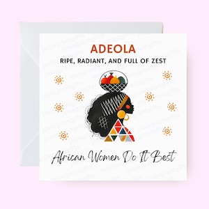 Biglietto personalizzato per donna africana, le donne africane lo fanno meglio, biglietto di emancipazione, biglietto per donna nera, biglietto etnico, magia della ragazza nera, celebrazione