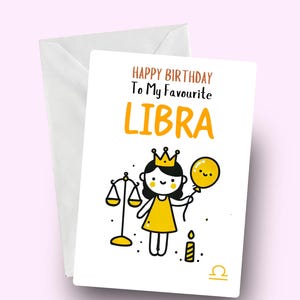 Carte de joyeux anniversaire Balance, Balance préférée, voeux d'anniversaire du zodiaque, fille Balance, femme Balance, carte pour elle, carte d'astrologie, cadeau Balance