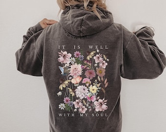 Vintage Pressed Flowers PNG, It Is Well With My Soul PNG, Sublimation Wildflowers Shirt, Uplifting Png Designs, Phrase Png Spiritual