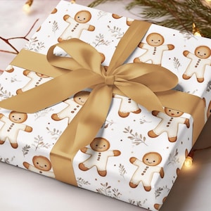 Gingerbread Man Wrapping Paper Gingerbread Man, Gingerbread Houses Gift Wrap Roll , Christmas Wrapping Paper