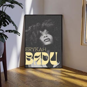 Black and White Eryka Baduu Matte Poster, Trendy Wall Art, Neo-Soul Poster, spiritual Poster