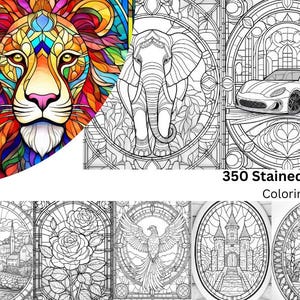 350 Glasmalerei-Designs: Malbuch für Erwachsene (druckbare PDF)