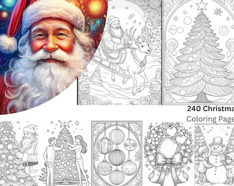 240 Christmas Coloring Pages: Festive Designs for Adults & Kids (Printable PDF)